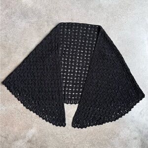 Vintage Black Crochet Wrap Shawl